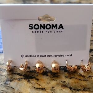 Brand new Sonoma  3 pairs gold earrings